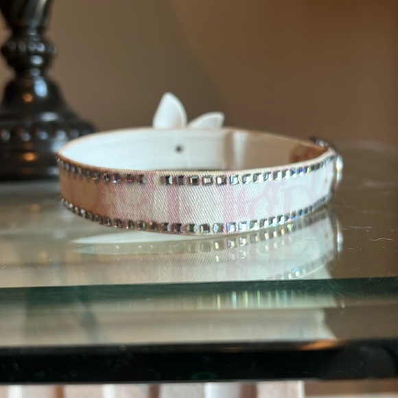 ❤️VINTAGE❤️. RARE Christian Dior monogram trotter choker w/ rhinestones & flower - Picture 2 of 8